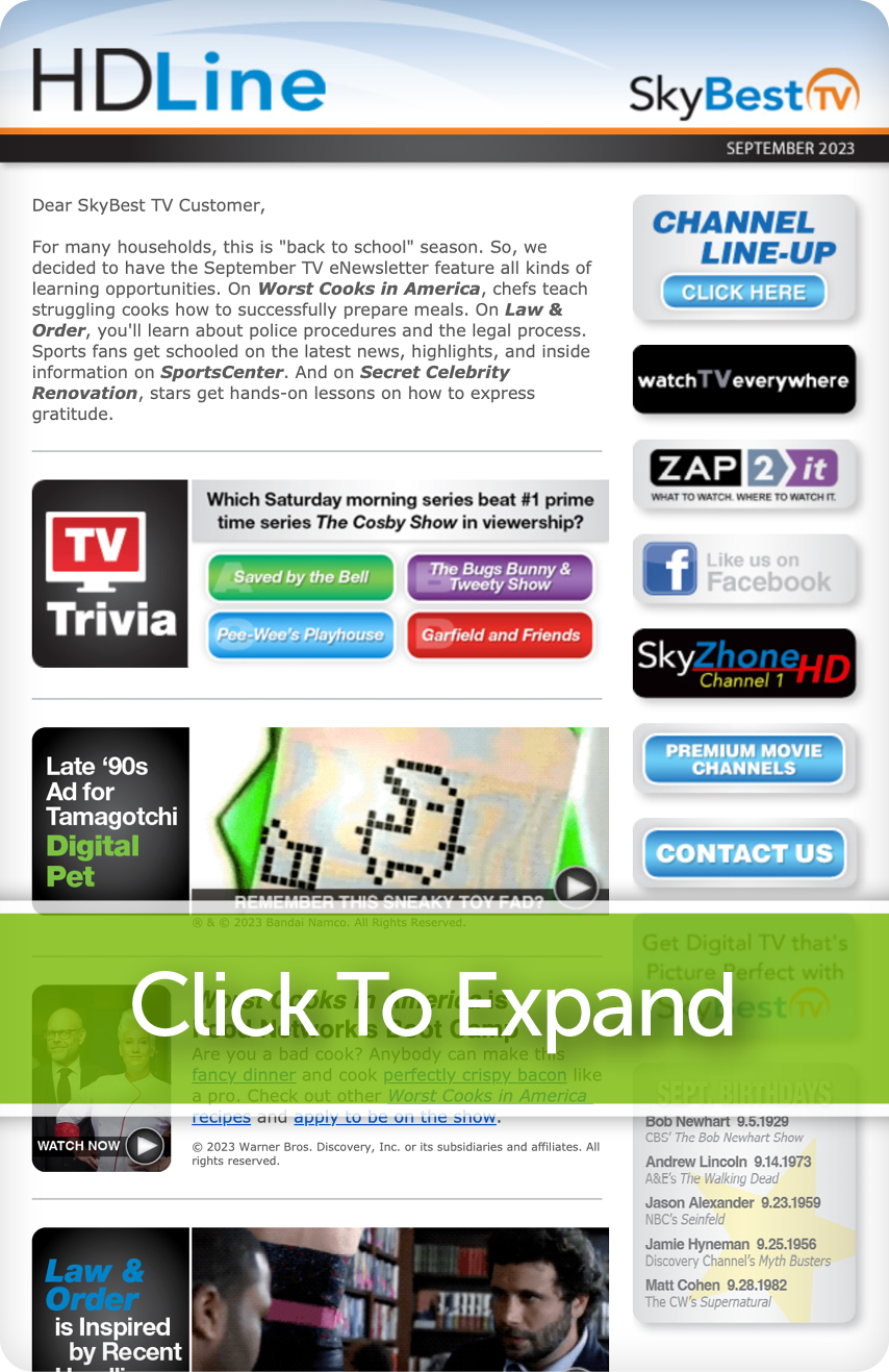 example of turnkey monthly tv enewsletters